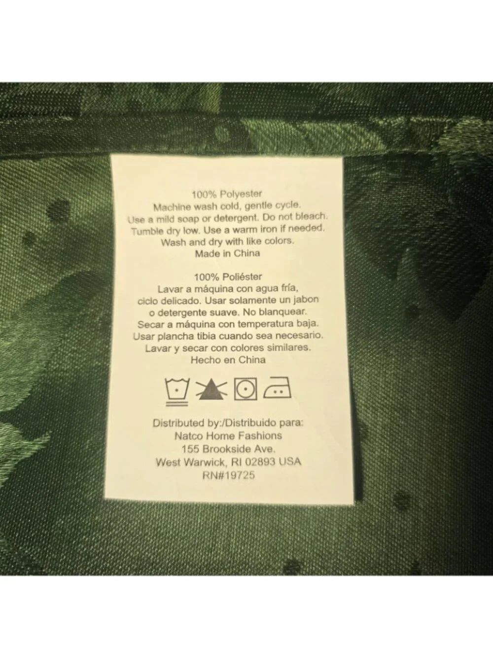 Vintage Holiday Damask Tablecloth Green Poinsettia  52” x 70” Polyester